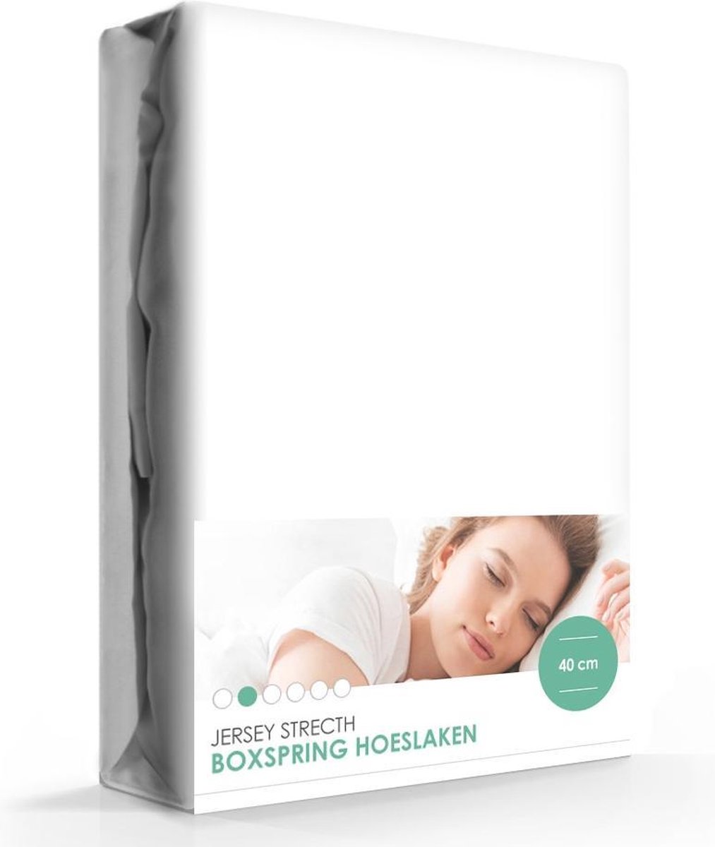 Boxspring - Waterbed - Jersey Stretch Hoeslaken Extra Hoog Wit-200 x 200/220 cm