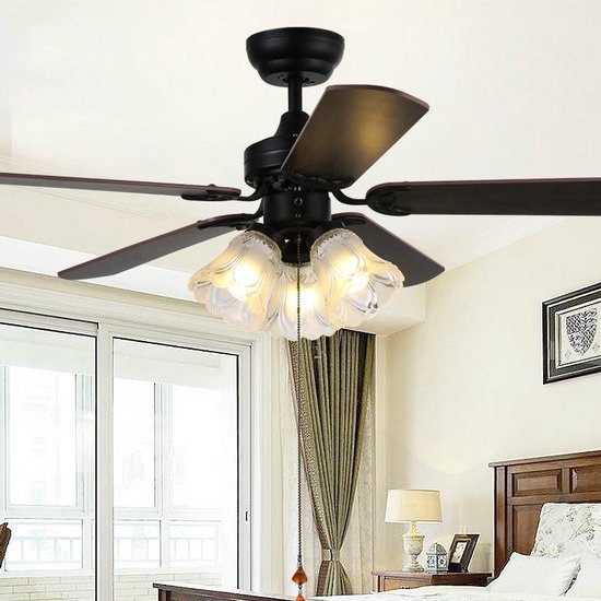 Vintage plafondventilator verlichting slaapkamer plafond licht ventilator  met... | bol.com