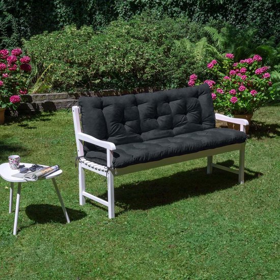 Beautissu Tuinbank kussen Flair BR - kussens voor tuinmeubelen 120 x 50 x 50 cm grafiet grijs - zitkussen en rugkussen