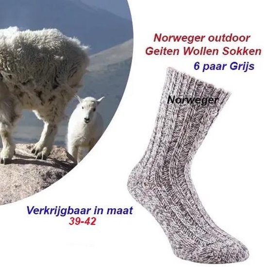 6 paar Norweger de orginele geitenwollen sokken- Maat 39-42