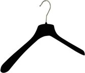 De Kledinghanger Gigant - 20 x Mantel / kostuumhanger kunststof velours zwart met schouderverbreding, 42 cm