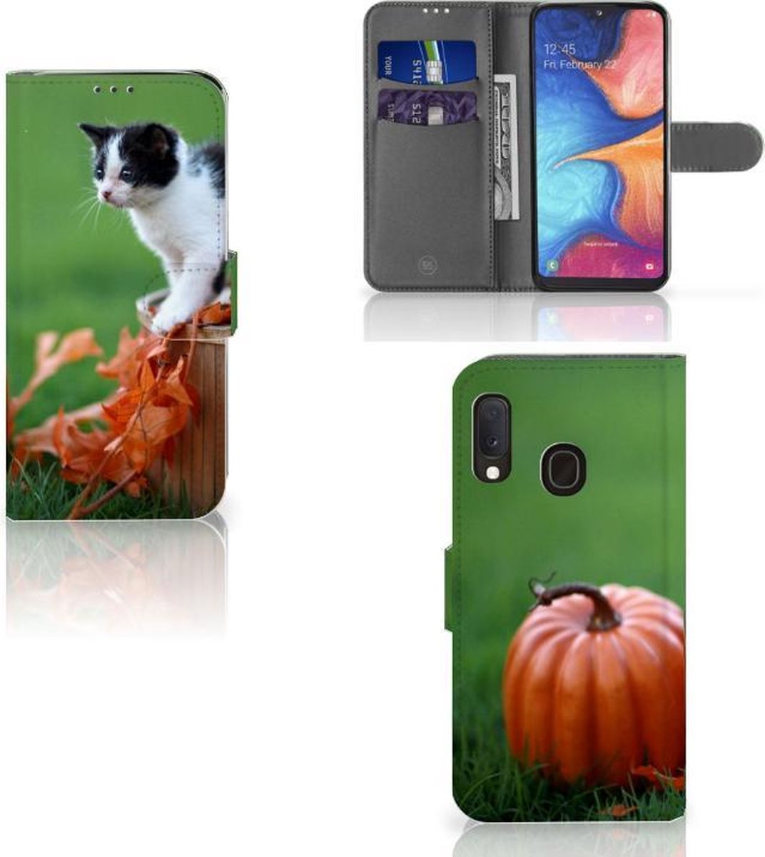 Samsung Galaxy A20e Telefoonhoesje met Pasjes Kitten