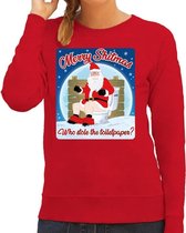 Foute Kersttrui / sweater - Merry shitmas who stole the toiletpaper - rood voor dames - kerstkleding / kerst outfit S (36)