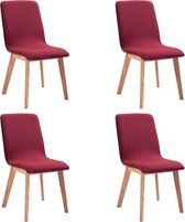 Eetkamerstoelen (INCL anti kras viltjes) Stof Rood 4 STUKS / Eetkamer stoelen / Extra stoelen voor huiskamer / Dineerstoelen / Tafelstoelen / Barstoelen