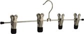 De Kledinghanger Gigant - 50 x Rok / broekhanger metaal verchroomd met (4) anti-slip (zwart) maxi-knijpers, 40 cm