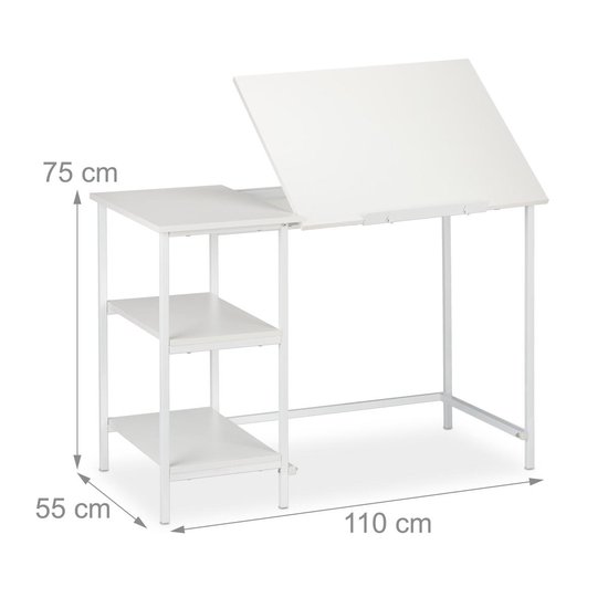 Relaxdays bureau kantelbaar, verstelbaar werkoppervlak, laptoptafel of tekentafel, HBD: 75x110x55 cm, houtlook/zwart