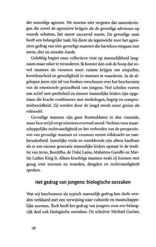Tekst over de noodzaak om agressie te accepteren en de biologische oorsprong van jongensgedrag