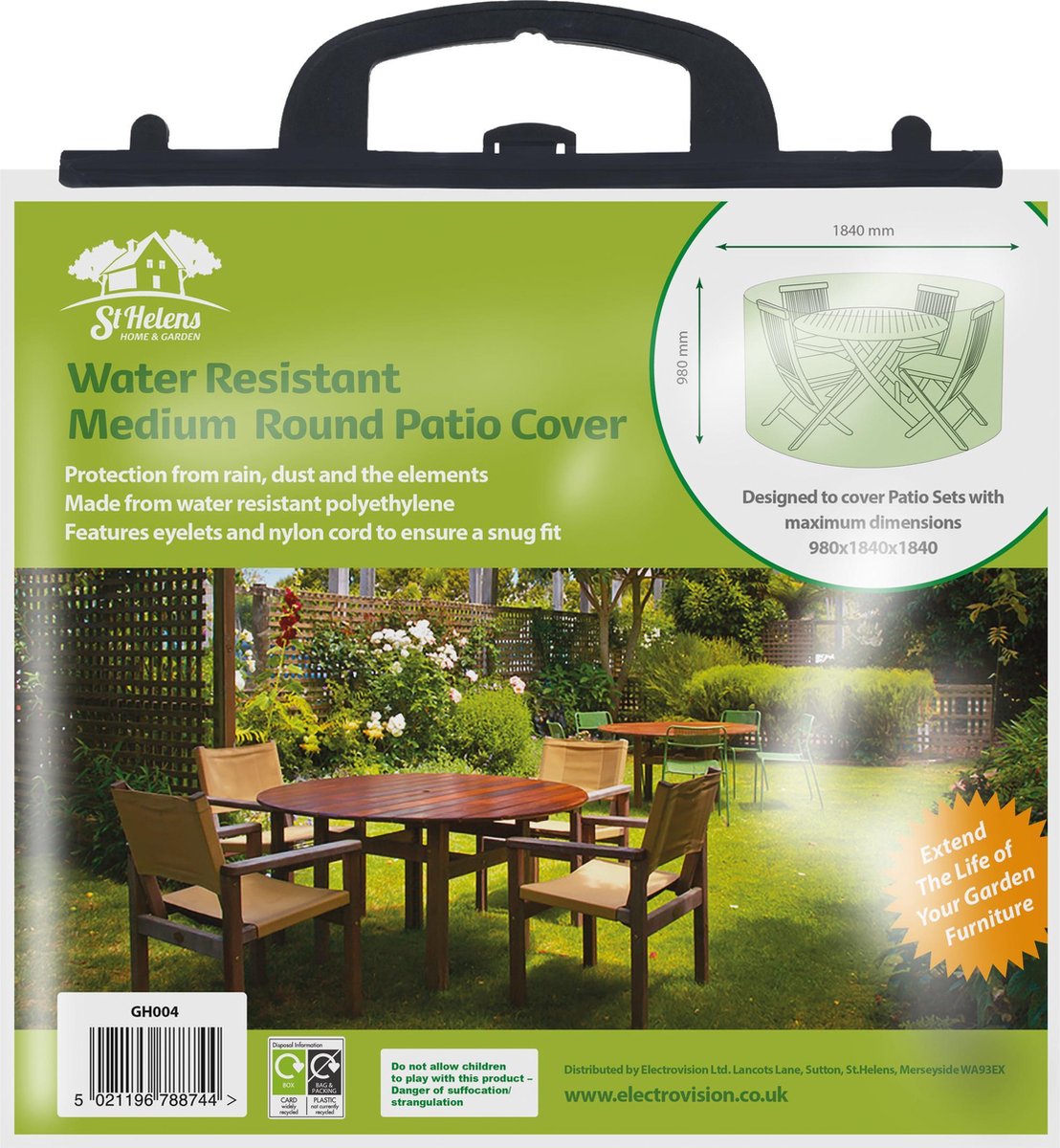 St. Helens Home & Garden- Beschermhoes middelgrote terras set - Waterdicht - Groen
