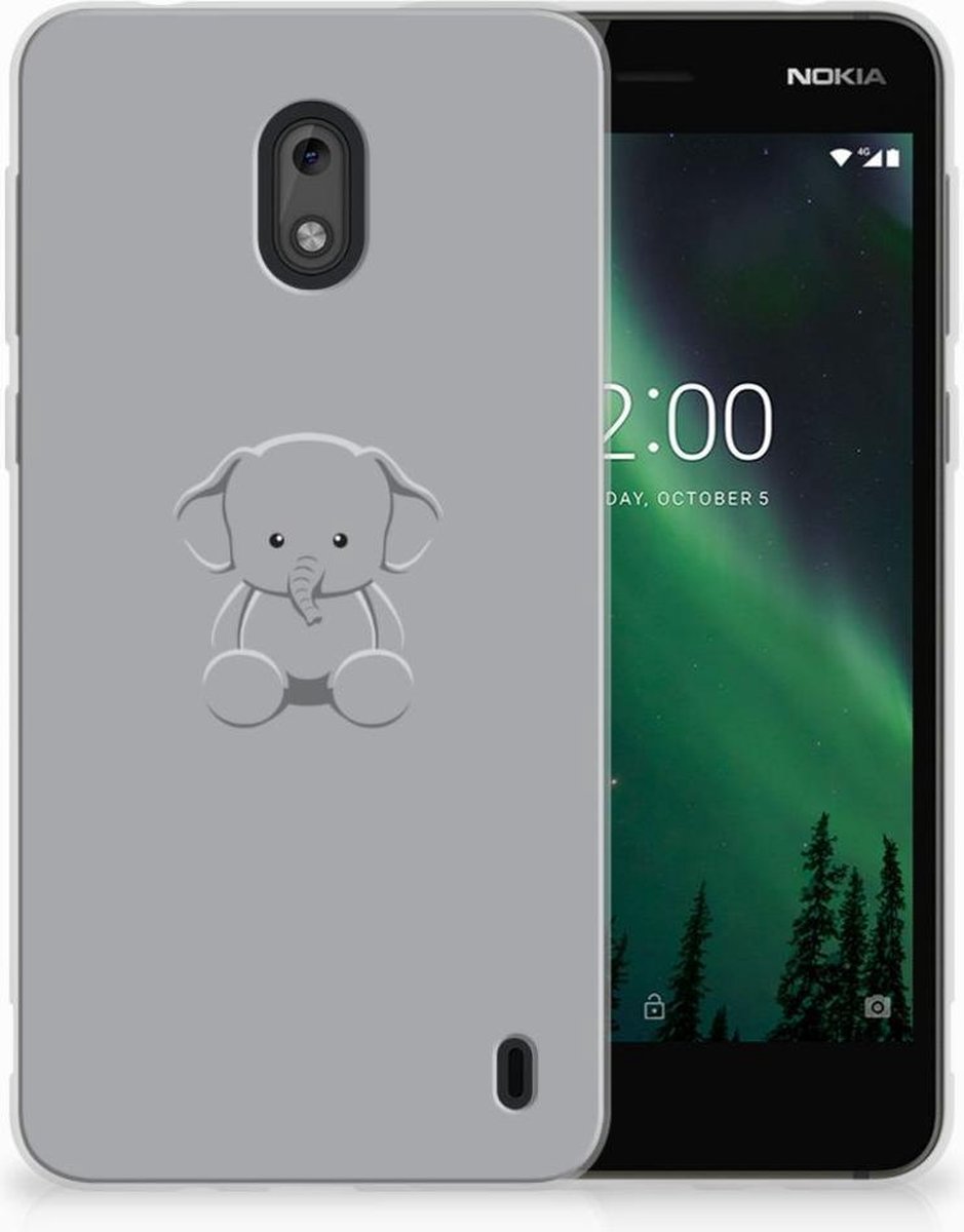 Nokia 2 Telefoonhoesje met Naam Grijs Baby Olifant