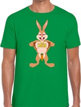 Paas t-shirt verliefde paashaas groen voor heren S