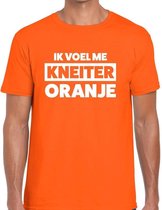 Oranje tekst shirt Ik voel me kneiter oranje t-shirt heren -  Koningsdag kleding 2XL