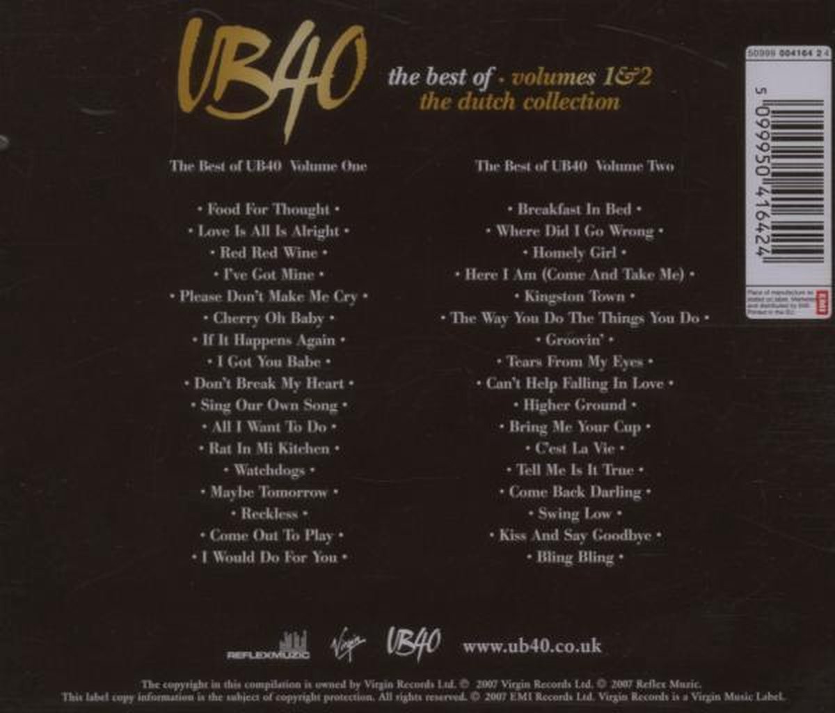 The Best Of UB40 Vol. 1 & 2 The Dutch Collection, Ub 40 CD (album) Muziek bol