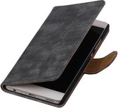 Grijs Mini Slang booktype wallet cover hoesje voor Samsung Galaxy C7