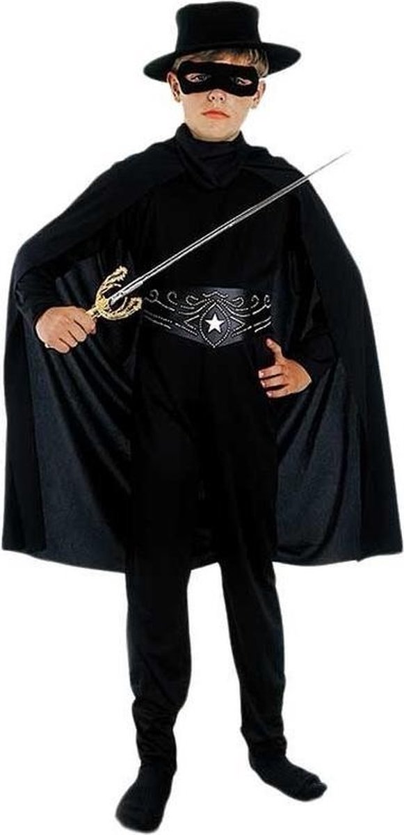 Afbeelding van product Bellatio Decorations  Compleet Zorro kostuum voor kinderen 130-140 (10-12 jaar)  - maat 128/140