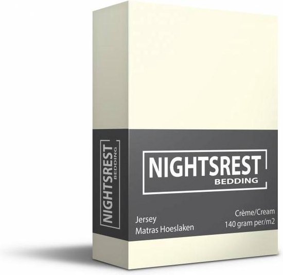 Nightsrest Jersey Hoeslaken - Crème Maat: Lits-jumeaux (190/200x200/220 cm)  | bol.com