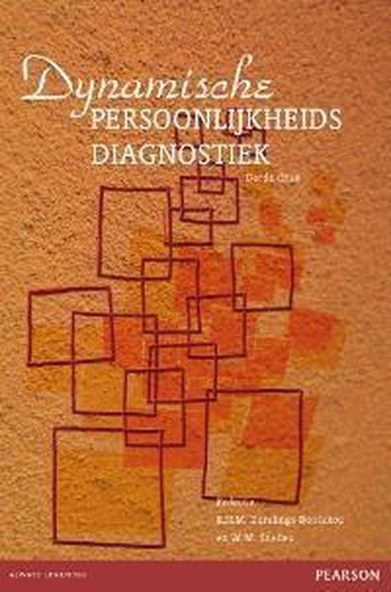 Boek 'Dynamische Persoonlijkheidsdiagnostiek' met oranje en gele vierkanten op een textuur achtergrond.