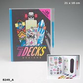 7 skills decks skateboard design kleur + sticker boek - Depesche