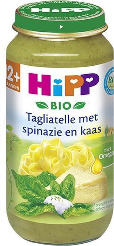 HiPP Bio mlt. 12 - (Vegetarisch) Tagliatelle met Spinazie en Kaas - 6 stuks 250gr