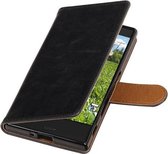 BestCases.nl Zwart Pull-Up PU booktype wallet cover cover voor Sony Xperia XZ