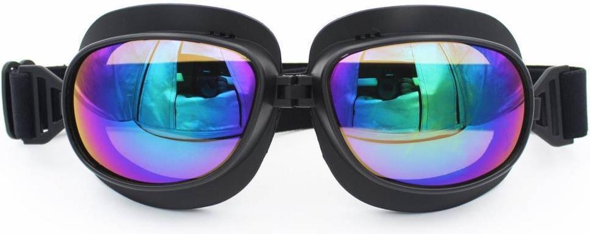 Pothelm Vintage Vliegeniersbril Zwart - Retro Motorbril Motorbril Heren - Mutli kleur Glas