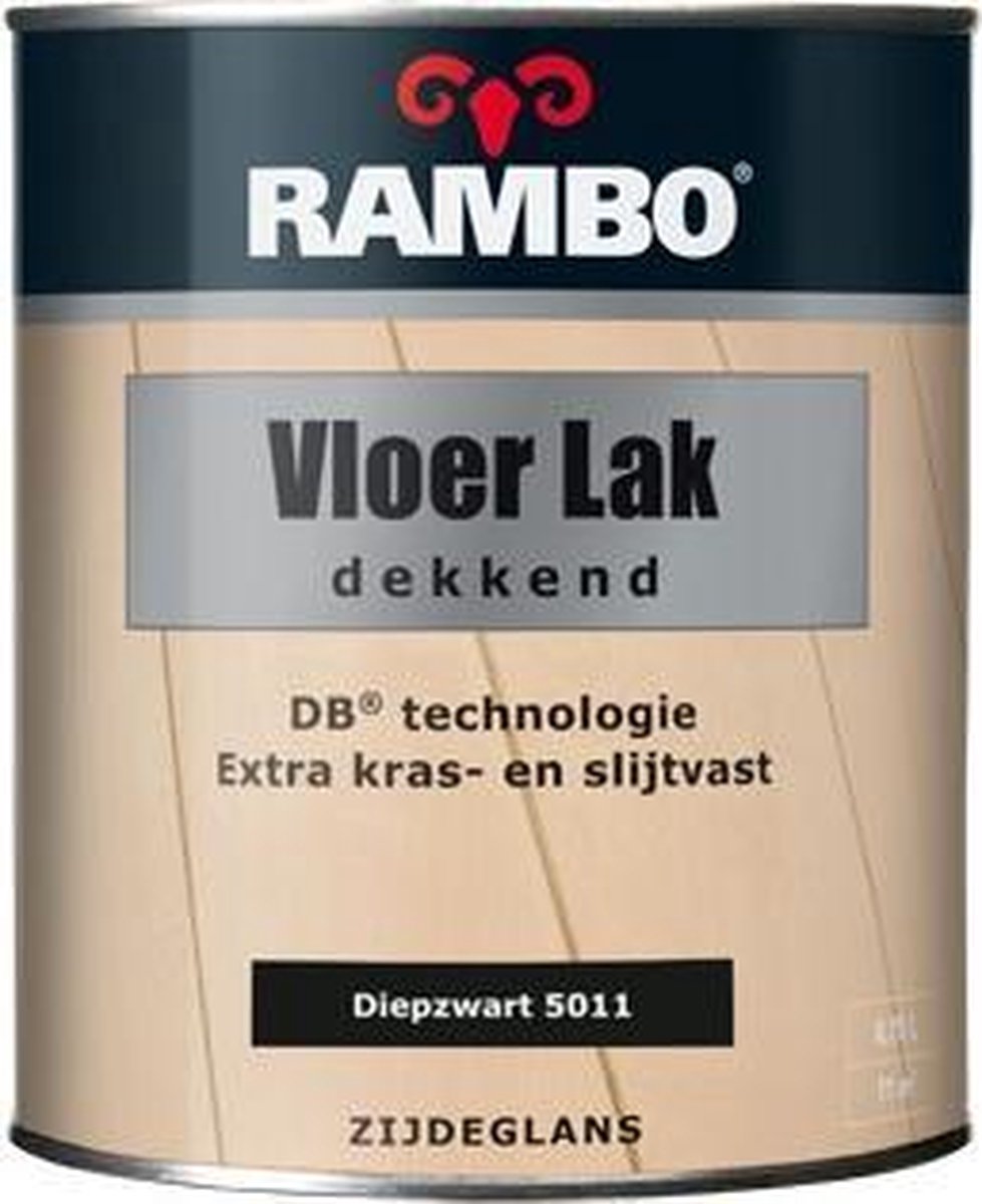 Rambo Vloer Lak Alkyd Dekkend 0,75 liter - Diepzwart (Ral 9005)
