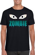 Halloween zombie ogen t-shirt zwart heren S