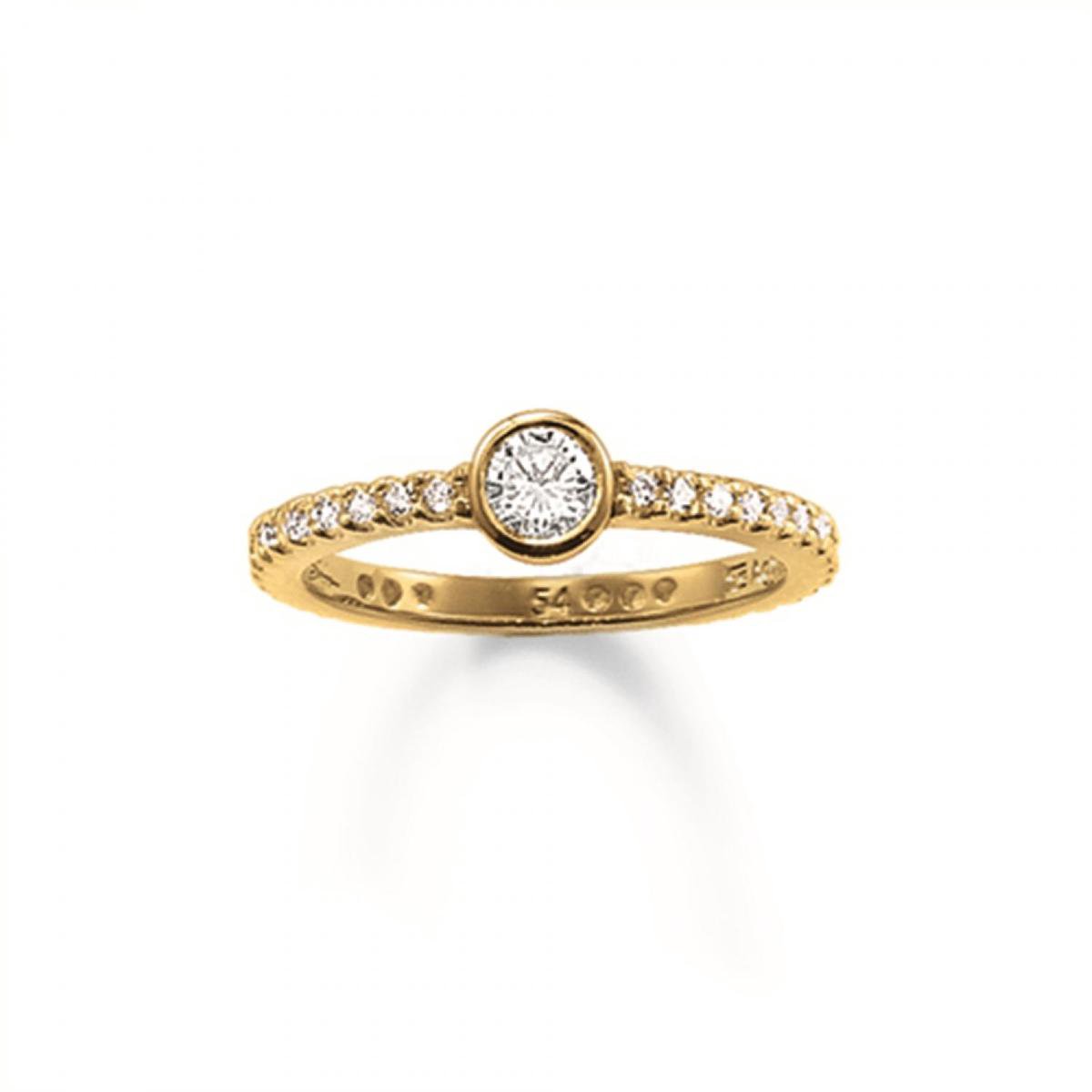 Thomas Sabo Bracciale Donna Argento 925 Placcato Oro - A2032-414-14-L19v Con Zirconi, Regolabile