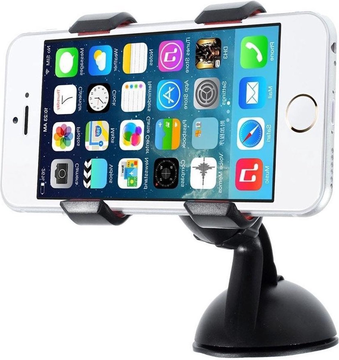 Shop4 - iPhone 7/7s Plus Autohouder Dashboardhouder Klem Zwart