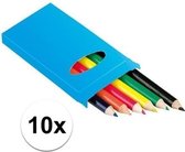 10x setje potloden 6 stuks gekleurd