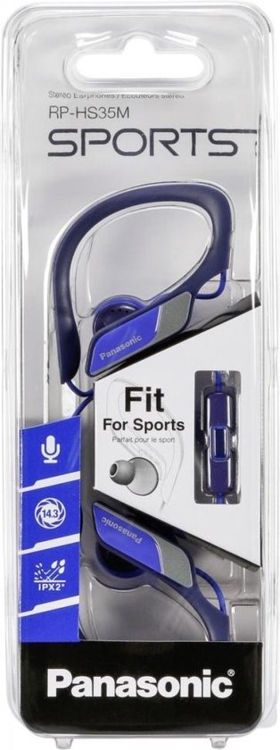 Panasonic RP-HS35ME-A hoofdtelefoon/headset oorhaak, In-ear Zwart, Blauw |  bol.com