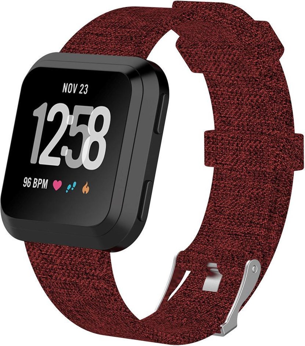KELERINO. Denim bandje voor Fitbit Versa - Rood