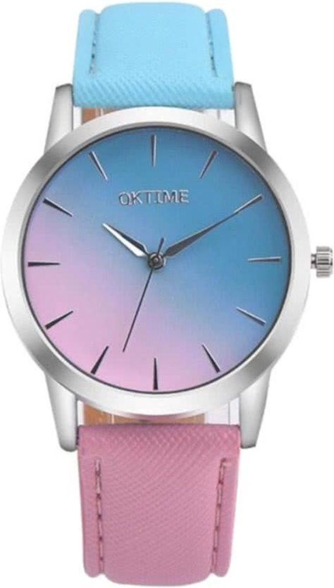 Fako® - Horloge - Duo Tone - Lichtblauw/Roze