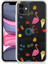 Geschikt voor Apple iPhone 11 Hoesje Summer Flamingo - Designed by Cazy