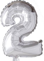 Folieballon Cijfer '2' 41 Cm Zilver