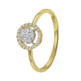 Lucardi Ringen  - 14 Karaat geelgouden ring entourage met diamant