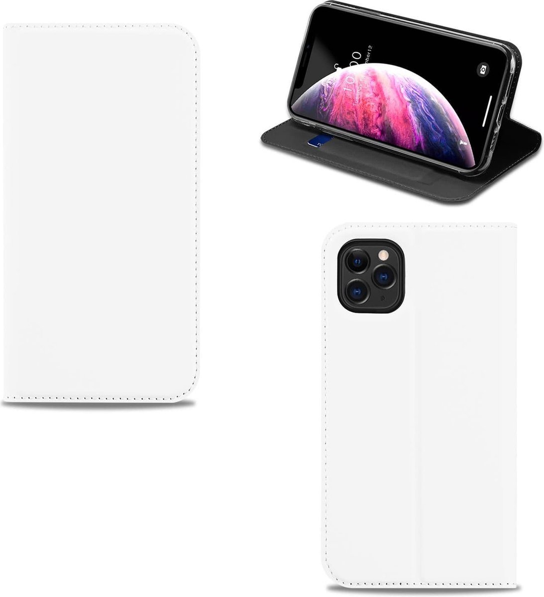 Apple iPhone 11 Pro Max Hoesje Wit met Standaardfunctie