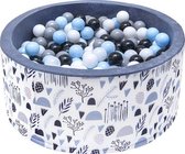 Ballenbak - stevige ballenbad -90 x 40 cm - 400 ballen Ø 7 cm - blauw, wit, grijs en zwart