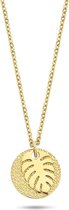 CO88 Collection Sense 8CN 26125 Stalen Collier met Hanger - Blad - Lengte 70 cm - Goudkleurig