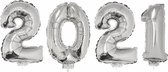 2021 folie ballonnen op een stokje - zilver - Oud en nieuw versiering / Nieuwjaar