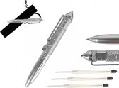 Tactische Pen - Silver - Aluminium - Kubotan Punt voor Zelfverdediging - Met hoesje en 3 vullingen