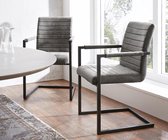 Keukenstoel Earnest grijs Vintage Metalen frame Zwart Cantilever stoel
