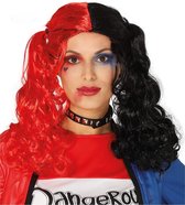 Perruque frisée noire et rouge avec des nattes pour femme - Perruque d'habillage