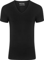 Garage 206 - Bodyfit T-shirt diepe V-hals korte mouw zwart S 95% katoen 5% elastan