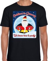 Fout Duitsland Kerst t-shirt / shirt - Christmas in Germany we know how to party - zwart voor heren - kerstkleding / kerst outfit S (48)