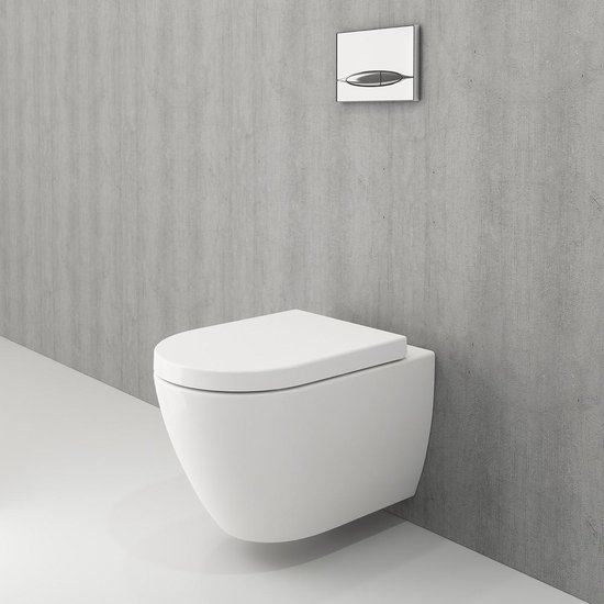 bol.com | Toiletpot Hangend Jet Flush Wandcloset Glans Wit Rimfree met  Softclose en Quickrelease