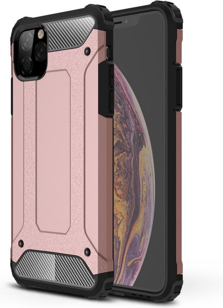 Armor Hybrid Back Cover - Geschikt voor iPhone 11 Pro Max Hoesje - Rose Gold