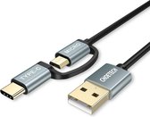 Choetech USB-C en Micro-USB naar USB-A kabel 2.4A - 1.2M - Zwart