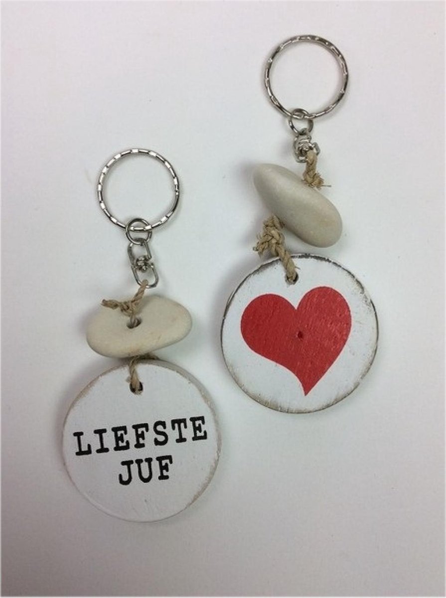 Cotton Counts - Sleutelhanger - Hout - Liefste juf