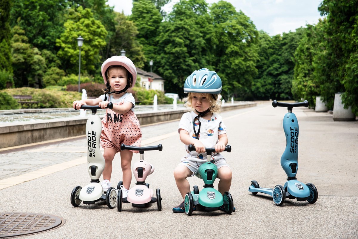Scoot & Ride Highwaykick 1 – 2-in-1 Kinderstep – Loopfiets en Step in Één – Zonder Gereedschap Ombouwbaar – Veilig en Stabiel – Roze — afbeelding 4