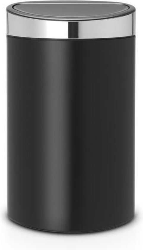 Brabantia Touch Bin Prullenbak - 40 liter- Matt Black/Matt Steel Fingerprint Proof deksel